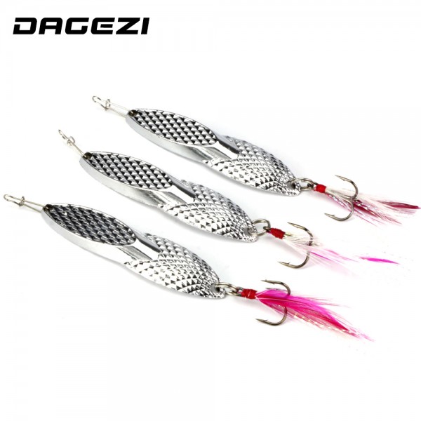 DAGEZI 18g Metal Sequins Fishing Lure Spoon Lure with Feather Noise Paillette Hard Baits Treble Hook Pesca Fishing Tackle