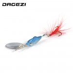 DAGEZI Blue Metal Sequins Fishing Lure Spoon Lure with Feather Noise Paillette Hard Baits with Treble Hook Pesca Fishing Tackle