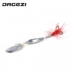 DAGEZI Blue Metal Sequins Fishing Lure Spoon Lure with Feather Noise Paillette Hard Baits with Treble Hook Pesca Fishing Tackle
