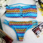 DONQL 2017 Sexy Swimsuit Bandeau Push Up Bikini Set Reversible Print Swimwear Brazilian Strapless Padded Bra Beach Bathing Suits