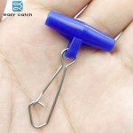 Easy Catch 10pcs Fishing Sinker Slip Clips Blue Plastic Head Swivel With Hooked Snap Fishing Weight Slide For Braid Fishing Line