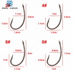 Easy Catch 200pcs 8245 Carp Fishing Hooks Silver Teflon Coated Circle Curve Shank Carp Hair Rigs Fishing Hook Size 2 4 6 8
