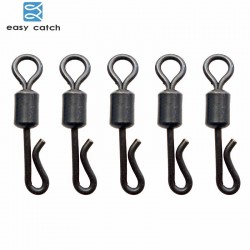Easy Catch 20pcs Matte Black Rolling Quick Change Swivels Carp Rigs Long Body Q-shaped Swing Snap Connector