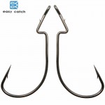 Easy Catch 50pcs 38105 Fishing Hooks Black Barbed Offset Jig Worm Soft Baits Jigging Hook For Texas Rigs Size 1/0 2/0 4/0