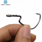 Easy Catch 50pcs 38105 Fishing Hooks Black Barbed Offset Jig Worm Soft Baits Jigging Hook For Texas Rigs Size 1/0 2/0 4/0