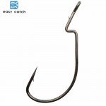Easy Catch 50pcs 38105 Fishing Hooks Black Barbed Offset Jig Worm Soft Baits Jigging Hook For Texas Rigs Size 1/0 2/0 4/0