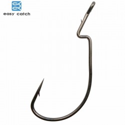 Easy Catch 50pcs 38105 Fishing Hooks Black Barbed Offset Jig Worm Soft Baits Jigging Hook For Texas Rigs Size 1/0 2/0 4/0