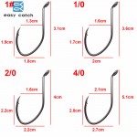 Easy Catch 50pcs 8832 High Carbon Steel Fishing Hooks Black Offset Wide Gap Catfish Bait Fishhooks Size 1 4 6 8 10 1/0 2/0 4/0