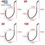 Easy Catch 50pcs 8832 High Carbon Steel Fishing Hooks Black Offset Wide Gap Catfish Bait Fishhooks Size 1 4 6 8 10 1/0 2/0 4/0