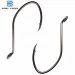 Easy Catch 50pcs 8832 High Carbon Steel Fishing Hooks Black Offset Wide Gap Catfish Bait Fishhooks Size 1 4 6 8 10 1/0 2/0 4/0