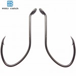 Easy Catch 50pcs 8832 High Carbon Steel Fishing Hooks Black Offset Wide Gap Catfish Bait Fishhooks Size 1 4 6 8 10 1/0 2/0 4/0