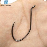 Easy Catch 50pcs 8832 High Carbon Steel Fishing Hooks Black Offset Wide Gap Catfish Bait Fishhooks Size 1 4 6 8 10 1/0 2/0 4/0