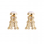 Fancy Fashion Gold/Black/Silver Plated Full CZ Cubic Ziconia Badminton Shape Two Sided Stud Earrings 