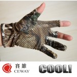 Fingerless Hunting Oak Camo Gel Fish Glove Camouflage Comfortable Anti Slip Elastic Fishing Gloves Skidproof Nonslip Thin Mitten