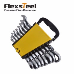 Flexsteel 8PC Flexible Head Ratcheting Combination Wrench Spanner Set Metric 8,10,11,12,13,14,15,17MM In CR-V Quality