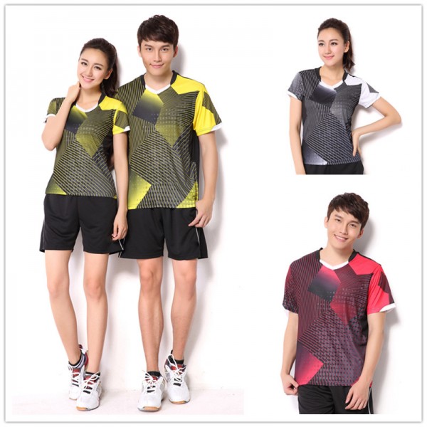 Free Shipping Badminton Set ( T-shirt + Shorts) T5005 Team Women Stripe Design Badminton Table Tennis Sport Set T-5105