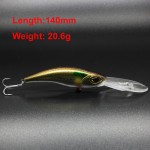 Free shipping Super Quality 5 Colors 14cm 20.6g Hard Bait Minnow Crank Fishing lures Bass Fresh Salt water 4# VMC hooks