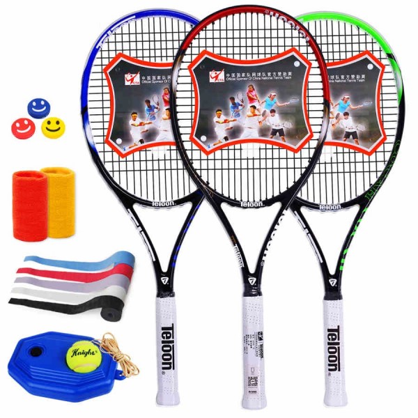 Free Ship Top Quality New Teloon Tennis Racket Carbon Training Rackets for Man Grip: 4 1/4 or 4 3/8 Tennis Racquet  K--R0002