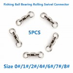 High Quality 5pcs Size 1#/2#/4#/6#/7#/8# Ball Bearing Stainless Steel Fishing Rolling Swivels String Connector Fishing Hook
