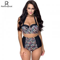 High Waist Swimsuit 2017 New Bikinis Women Push Up Bikini Set Plus Size Swimwear Vintage Retro Floral Bathing Suit Beachwear 4XL