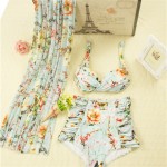 High Waist Swimsuit Bandage Bikini Floral Print Retro Vintage Bathing Suit Biquini Plus Size Swimwear Push Up Beach Wear Clothes