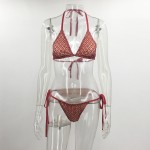 Itsroya  3 color Women's Swimwear Hanging neck design Two Pieces Sexy 2017 New Arrival Swimwear high waist plaid bikini suit