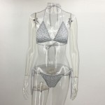 Itsroya  3 color Women's Swimwear Hanging neck design Two Pieces Sexy 2017 New Arrival Swimwear high waist plaid bikini suit
