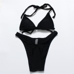 JABERAI Sexy Strapless Bikini Set Women Micro Swimwear 2017 V Thong Bottom Solid Halter Swimsuit Strappy Padded Bathing Suit