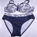 JAONIFER  Women Bikini 2017 Sets Swimwear  Swimsuit Blue and White Porcelain Style Bathing Suit  Push Up Beachwear