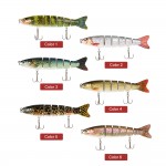 Lixada 13cm/19g Artificial Fishing Lure Bait 3D Eyes 6 Segments Fish Lures 2 Hooks Sea Fishing Swimbait Crankbait Tackle