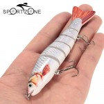 Lixada 13cm/19g Artificial Fishing Lure Bait 3D Eyes 6 Segments Fish Lures 2 Hooks Sea Fishing Swimbait Crankbait Tackle