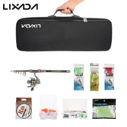 Lixada 2.1/2.4/2.7/3M Telescopic Fishing Rod Reel Combo Full Kit Spinning Reel Pole Set with  Fish Line Lures Hooks Bag Case