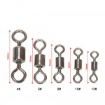 Lixada 500pc/lot 4# 6# 8# 10# 12# Fishing Swivels Rolling Swivel Connector with Ball Bearing Solid Rings Sea Fishing Accessories