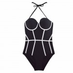 M&M 2017 Ladies Retro Push Up Halter Bikini Monokini Swimsuit Bathing Suit High Waist Bra Swimwear Womens Biquini L6001