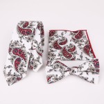 Mantieqingway Mens Tie Floral Cotton Jacquard Necktie Gravatas Corbatas Handkerchiefs Bow Tie Set for Men Wedding Bowtie Cravat