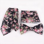 Mantieqingway Mens Tie Floral Cotton Jacquard Necktie Gravatas Corbatas Handkerchiefs Bow Tie Set for Men Wedding Bowtie Cravat
