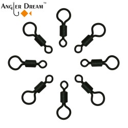 Matt Black Size 4 (UK Size 8) Anti Glare Carp Fishing Big Eye Long Body Swivels 20/50/100pcs Fishing Terminal Tackle Accessory 