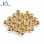 Maximumcatch 25pcs/lot 2.0-4.6mm Gold Fly Tying Tungsten Beads Round Fly Tying Nymph Head Ball 