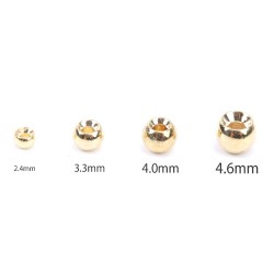Maximumcatch 25pcs/lot 2.0-4.6mm Gold Fly Tying Tungsten Beads Round Fly Tying Nymph Head Ball 