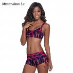 Minimalism Le Brand Bikini 2017 New Push Up Print Patchwork Swimwear Women Swimsuit Sexy Sport Summer Beach Bathing Suit BK559