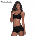 Minimalism Le Brand Bikini 2017 New Push Up Print Patchwork Swimwear Women Swimsuit Sexy Sport Summer Beach Bathing Suit BK559