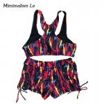 Minimalism Le Brand Bikini 2017 New Push Up Print Patchwork Swimwear Women Swimsuit Sexy Sport Summer Beach Bathing Suit BK559