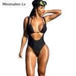 Minimalism Le Brand New Bikini 2017 Push Up Print Backless Swimwear Women Swimsuit Sexy High Waist Bandage Bathing Suits BK651