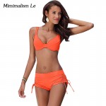 Minimalism Le Sexy Push Up Bikini 2017 New Women Swimsuit High Waist Bandage Bikini Set Beach Wear Plus Size Bathing Suits BK582