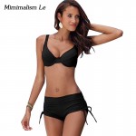 Minimalism Le Sexy Push Up Bikini 2017 New Women Swimsuit High Waist Bandage Bikini Set Beach Wear Plus Size Bathing Suits BK582