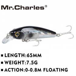 Mr.Charles CMC022  fishing lures  ,65mm/7.5g 0-0.8m floating super sinking minnow