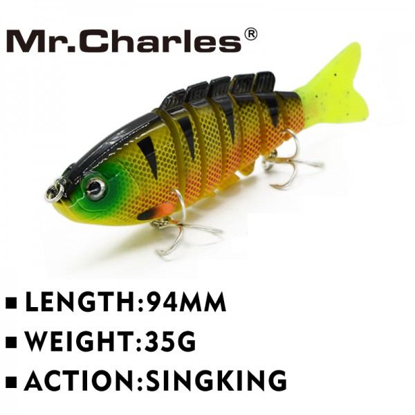 Mr.Charles CMCS 055  fishing lures   94mm/35g singking quality professional 7 Segment Swimbait Crankbait Hard Bait