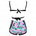 NAKIAEOI High Waist Swimsuit 2017 Bikinis Women Swimwear Print Colorful Vintage Retro Bandage Push Up Bikini Set Bathing Suits
