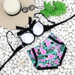 NAKIAEOI High Waist Swimsuit 2017 Bikinis Women Swimwear Print Colorful Vintage Retro Bandage Push Up Bikini Set Bathing Suits