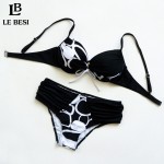 New 2017 Plus Large Size Push Up Bikini Set For Woman Brazilian Sexy Swimsuit Green Black Sexy Bathing Suit Brazilian Trikini